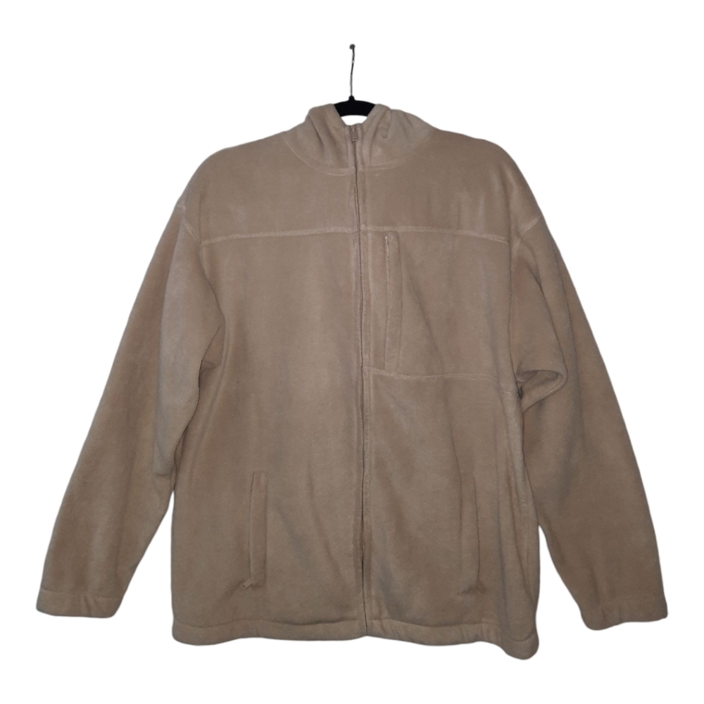 New Jacket Full Zip Long Sleeve Hooded Beige Size Medium 3 Pockets w/Zip Closure